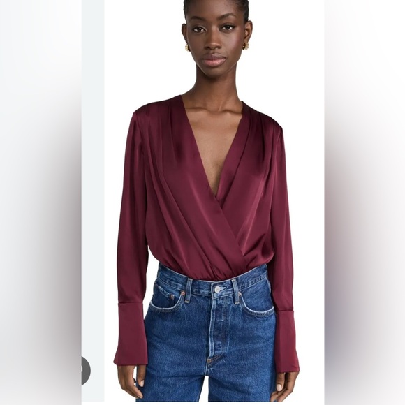 Favorite Daughter Date Surplice Blouse Bodysuit in Sangria Nights - Picture 1 of 2